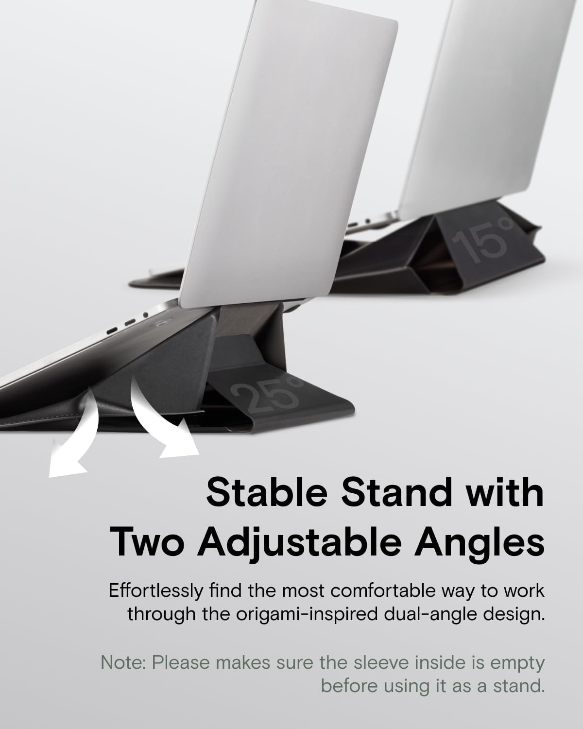 MOFT Laptop Carry Sleeve, 2-in-1 Laptop Bag & Stand for 15" MacBook Air & Dell/HP/Lenovo/Asus, Stylish Slim Computer Sleeve Bag with Expandable Storage for Computer Accessories, Night Black