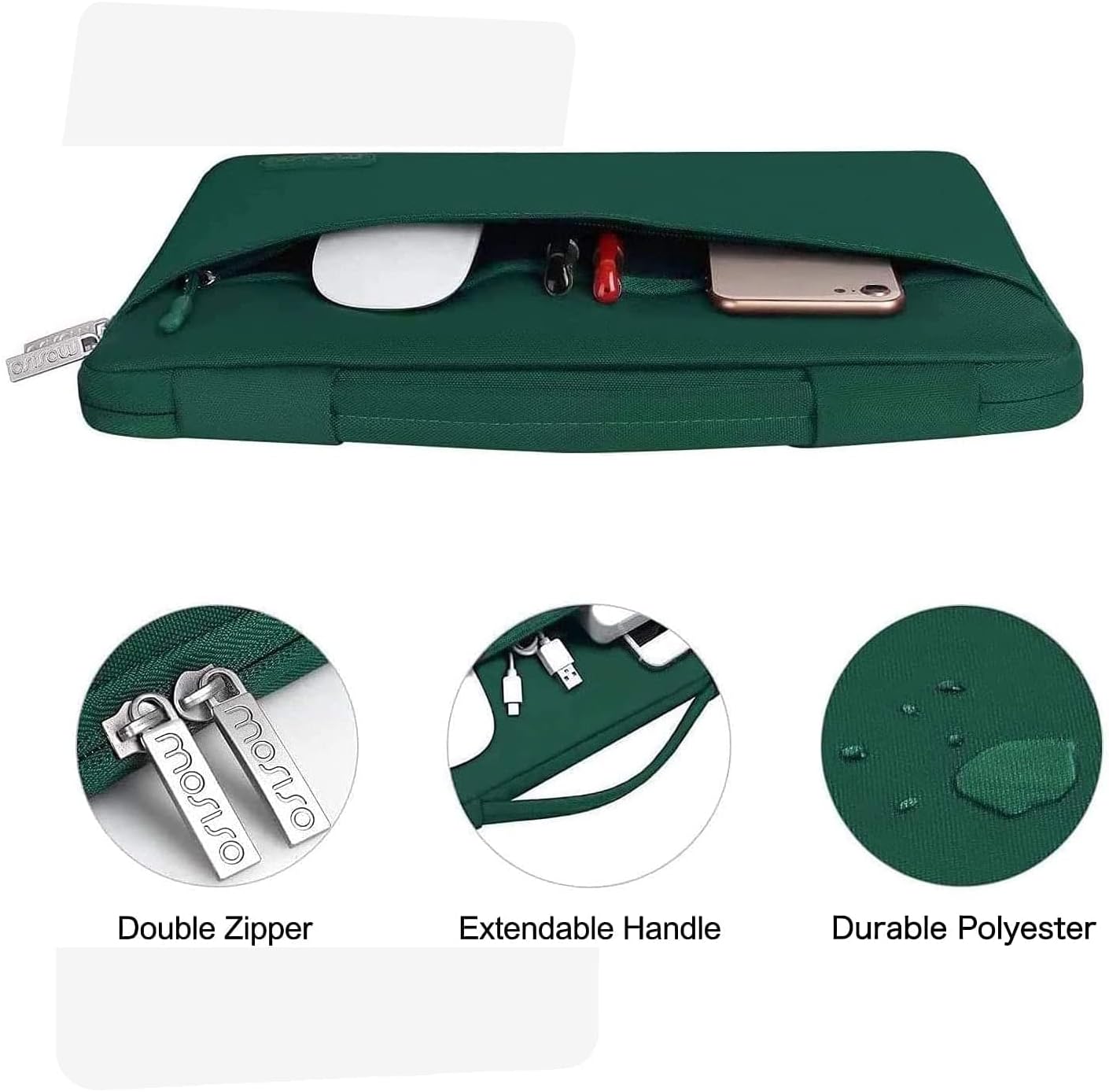 MOSISO Compatible with MacBook Air 13 inch Case 2025 2024 2023 2022 M4 A3240 M3 A3113 M2 A2681, Hard Shell&Sleeve Bag&Keyboard Skin&Webcam Cover&Screen Film for MacBook Air 13.6 inch, Peacock Green