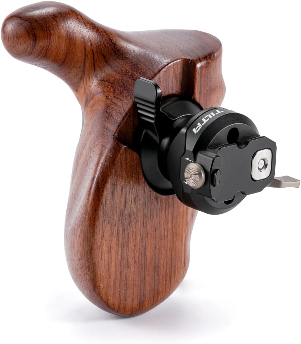 Tilta Advanced Left Side Wooden Handle (Ronin 4D - Type IX) | Black Walnut Wood & Aluminum Alloy Build | Quick Release Button