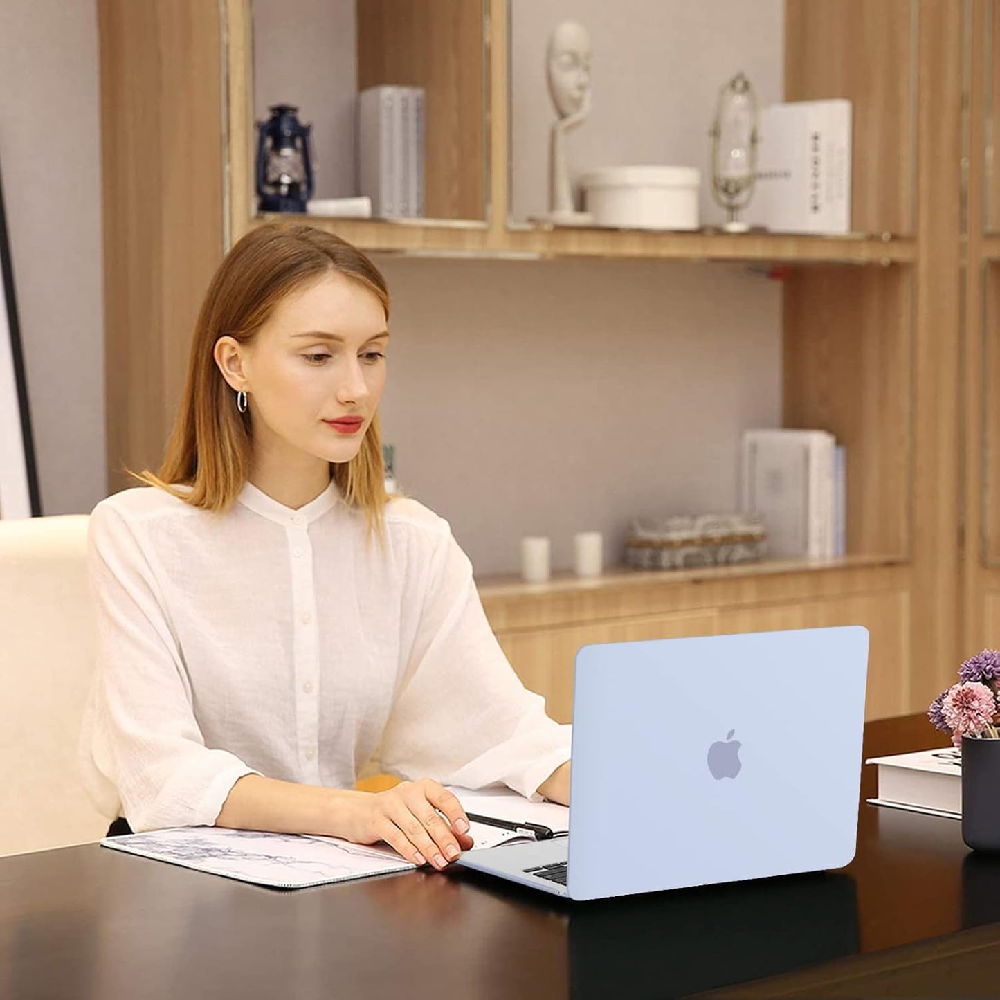 MOSISO Compatible with MacBook Air 13 inch Case 2025 2024 2023 2022 M4 A3240 M3 A3113 M2 A2681, Plastic Hard Shell&Keyboard Cover&Screen Film&Type C for MacBook Air 13.6 inch Case, Pastel Blue