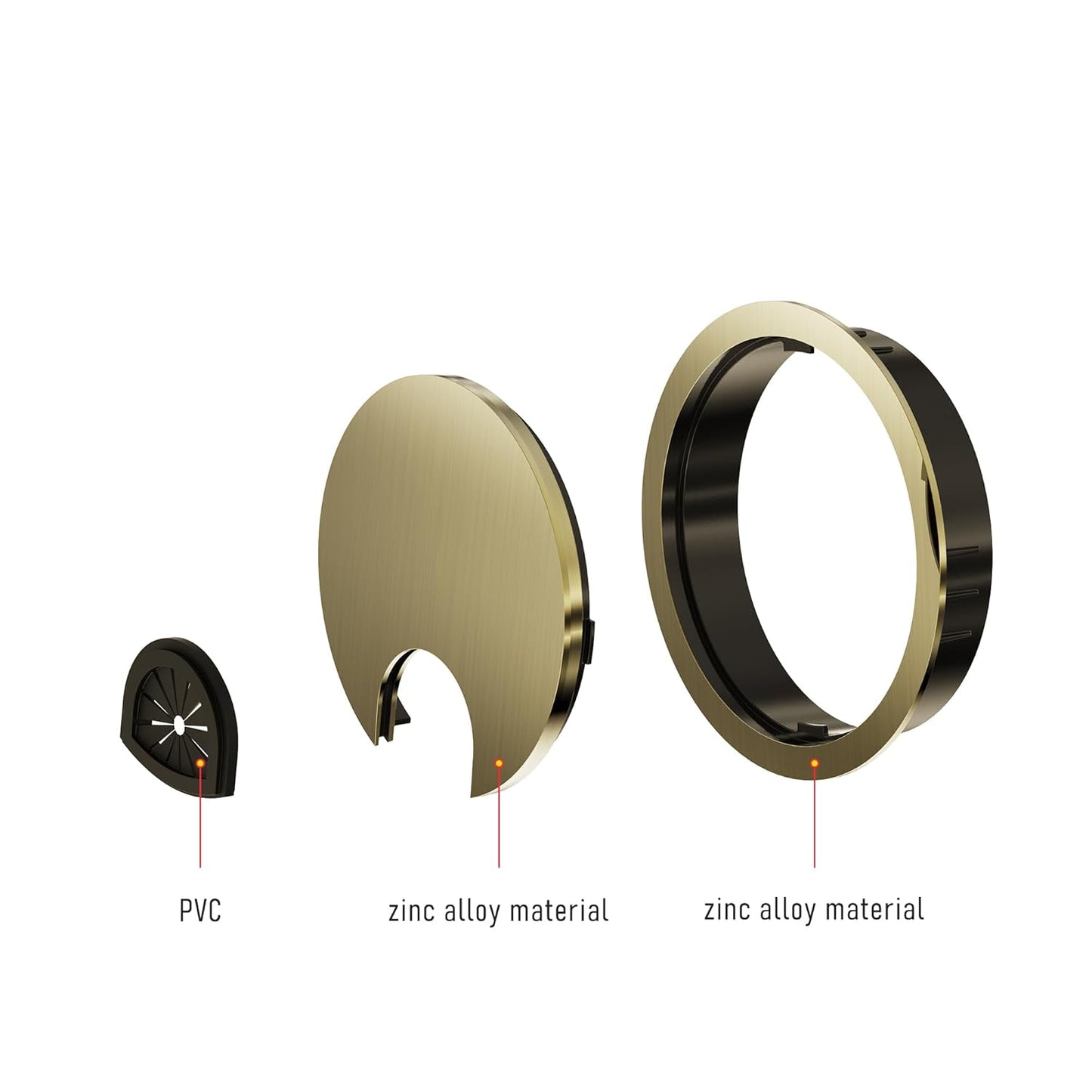 2 Pack Desk Grommet 2 Inch 50mm, Zinc Alloy Computer Desk Wire Hole Cover, Office Desktop Cord Cable Hole Metal Ring, Bronze Tone