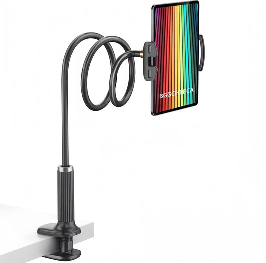 K-MT 【38.7inch/98cm】 Tablet Phone Holder Bed Gooseneck Mount, Mount Holder Clip with Grip Flexible Long Arm Compatible for ipad iPhone/Switch/Samsung Tabs/Kindle Fire HD K-MT(Black)