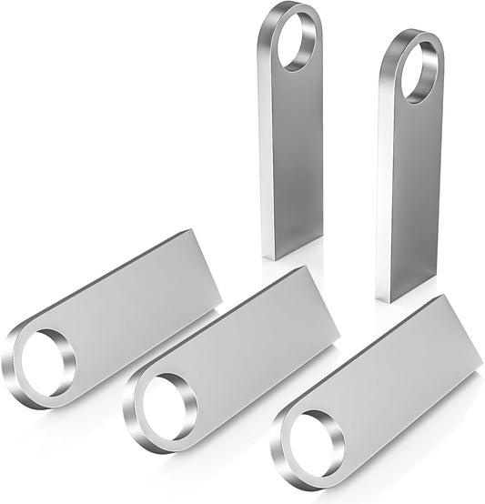ABLAZE 64GB Flash Drive 5 Pack, Metal USB 2.0 Thumb Drives with Keychains USB Stick Pendrive (Sliver)