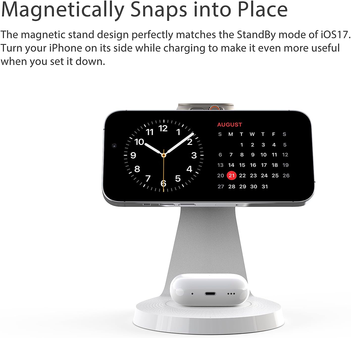 3 in 1 Charging Station for Apple Devices,Mag-Safe Charger Stand Fast Charging,Wireless Charger for iPhone 16/15/14/13/12 Series,& AirPods,& iWatch(USB-C Charger Included)