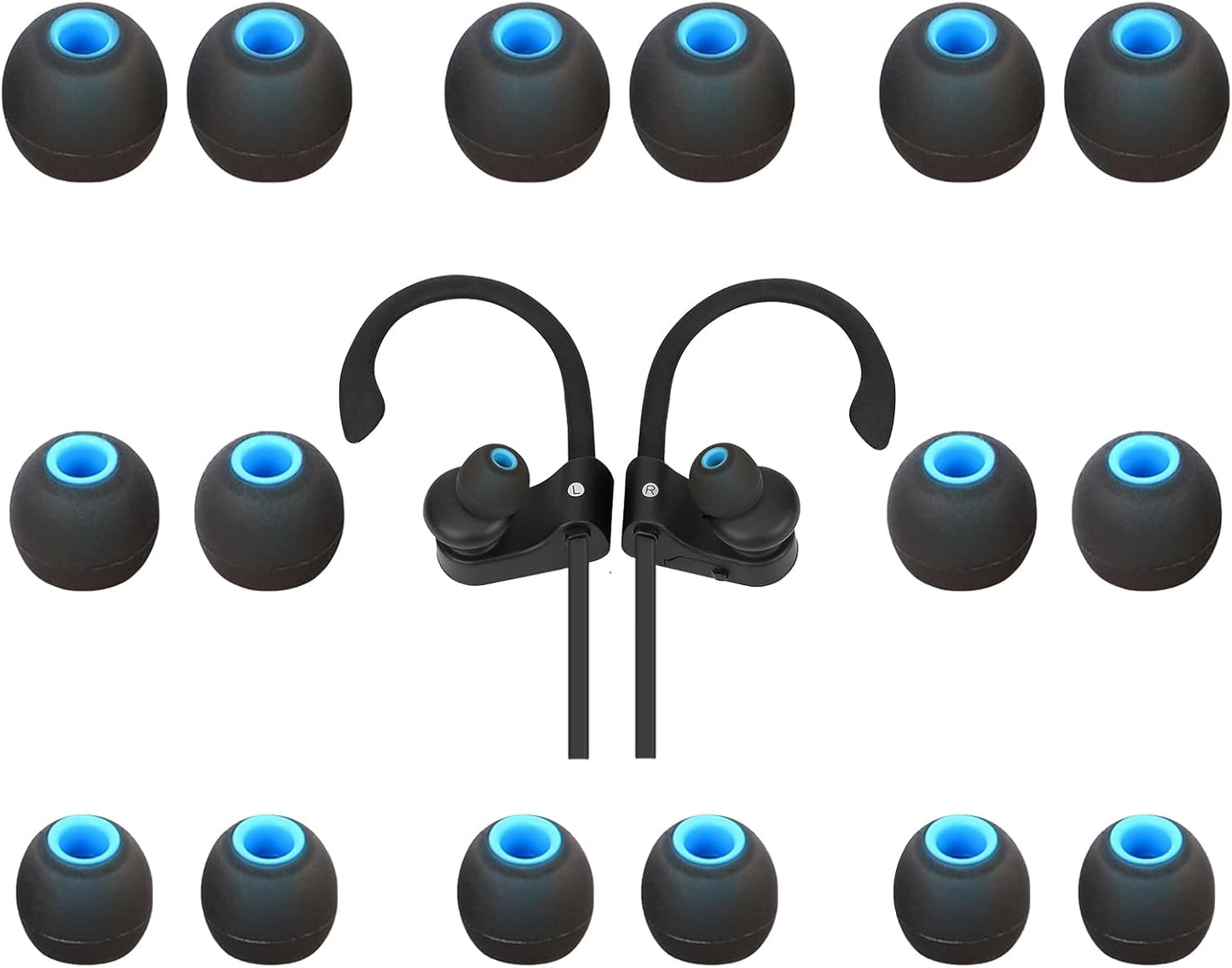Earbud Tips Ear Bud Tips Soft Anti Slip Washable and Reusable Silicone Replacement Earbud Tips Fit Most in-Ear Earbuds(Inner Hole 3.8mm -5.1mm) 18pcs S M L