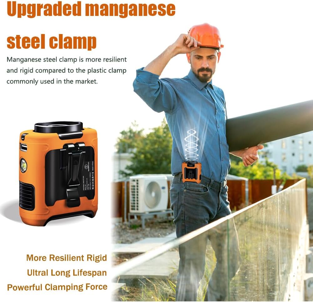 CAZOKASI Personal Fan 10000mAh Waist Clip Portable Rechargeable Wearable Hand Free, 6-40hours Wearable Cooler for Traveling Working Outdoor Office (10000mAh / Orange)