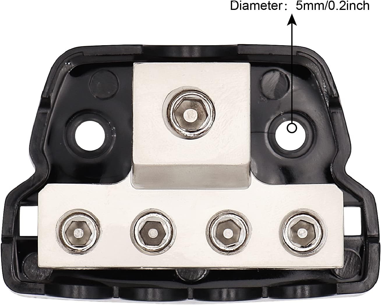 4 Way Power Distribution Block 1x 0/2/4 Gauge in 4X 4/8/10 Gauge Out Nickel Plated Car Audio Splitter Amp Distribution Connecting Block,2Pcs