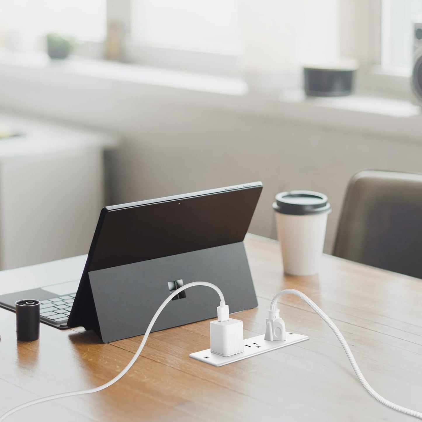 Conference Recessed Power Strip Socket Waterproof,Conference Table Splash Resistant Furniture Recessed Power Strip,Flush Mount with 3 Outlets,6ft Extension Cord,Flat Plug