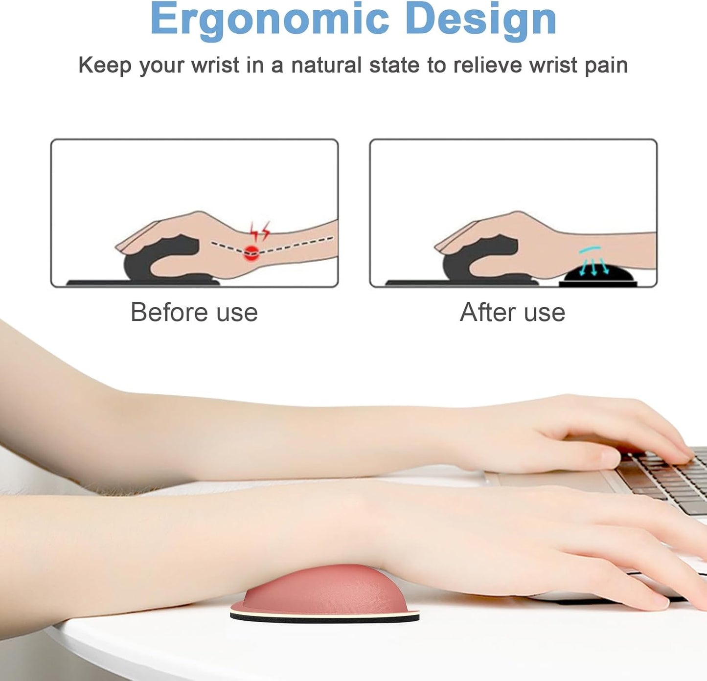 Dapesuom Mouse Wrist Rest, Ergonomic Memory Foam Mouse Wrist for Computer Desk Mats Support, Hand Rest Pad Cushion for Gaming, Office, Laptop, Men, Women, Pain Relief & Easy Typing, Indian Red