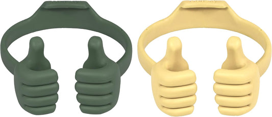 Honsky Cell Phone Stand Holder 2-Pack,Thumbs Up Lazy Phone Stand,Universal Adjustable Flexible Dock for All Phones & Tablets,Cute Stocking Stuffer Gift for Teen Girls,Dark Green/Light Yellow