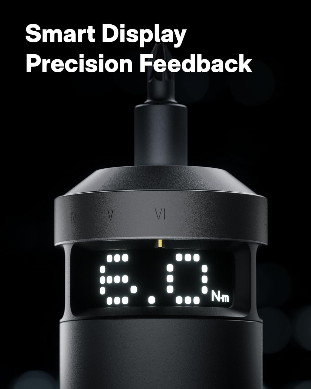 HOTO PixelDrive Electric Screwdriver, Smart Display, 6 Torque Settings, 0.5 to 6 N·m, 1/4'' Hex 30 Bits, LED Light, 2000 mAh Rechargeable Cordless Screwdriver Set for Electronics, Home Repair