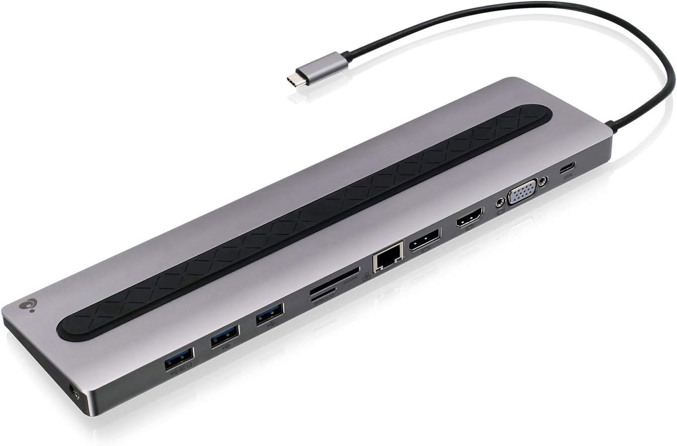 IOGEAR USB-C 8-Port Low Profile Docking Station - 4K 30Hz - 1 HDMI - 1 DisplayPort - 1 VGA - 1 Ethernet - 3 USB 3.0 A Ports - 1 USB-C 100W Charging Only - Power Adapter Not Included — GUD3C02B