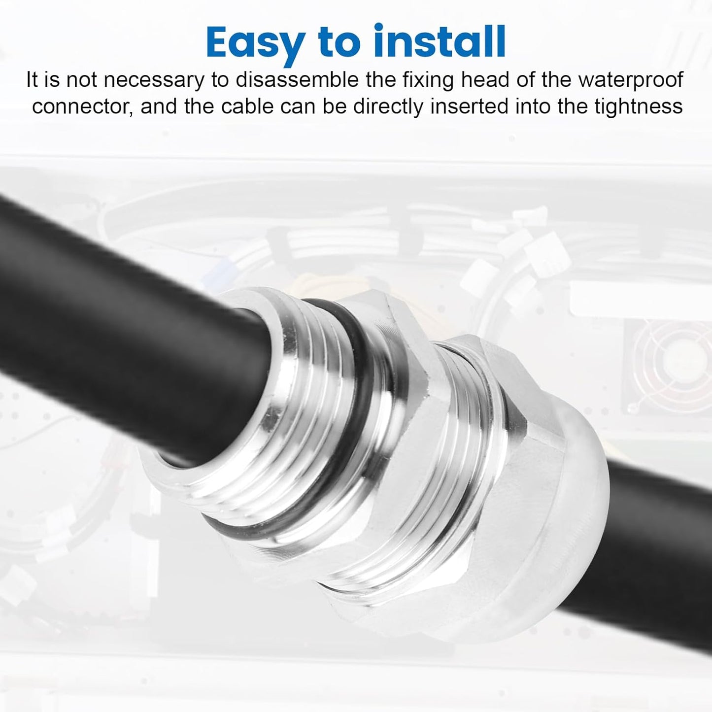 2 Pcs 1/4" NPT Stainless Steel Waterproof Cable Gland, IP68 Waterproof Adjustable Cable Glands, Strain Relief Cord Grip Connectors with Gaskets and Locknut for 4-8mm Cable Diameter