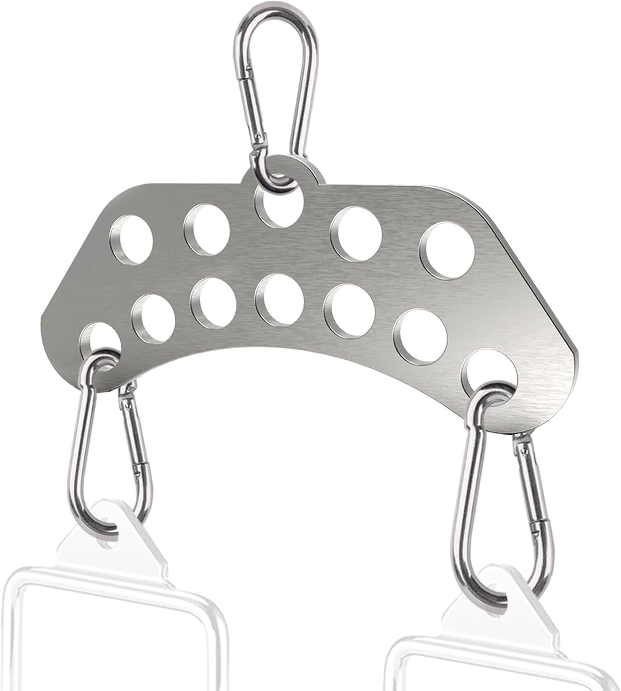 Double to Single Adaptor Plate for Cable Pulley Machines Durable Solid Stainless Steel with 3 Carabiners Suitable for Dual Cable Machines LAT Pulldown, Shoulder & Biceps Exercises