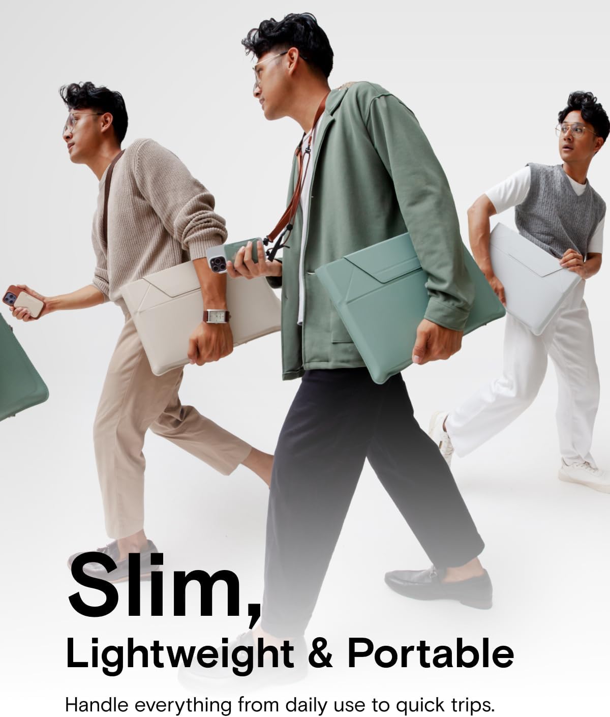 MOFT Laptop Carry Sleeve, 2-in-1 Laptop Bag & Stand for 14" MacBook Air/Pro & Dell/HP/Lenovo/Asus, Stylish Slim Computer Sleeve Bag with Expandable Storage for Computer Accessories, Seafoam