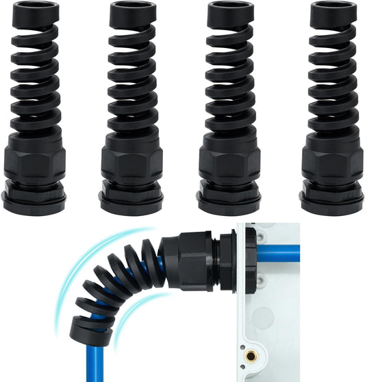 4 Pcs Waterproof Cable Gland,PG21(NPT 3/4) Thread(12.5-18mm),waterproof wire grommet Strain Relief Cord Connectors,Suitable for Various Electrical Installations ，Made of PA66 Material,