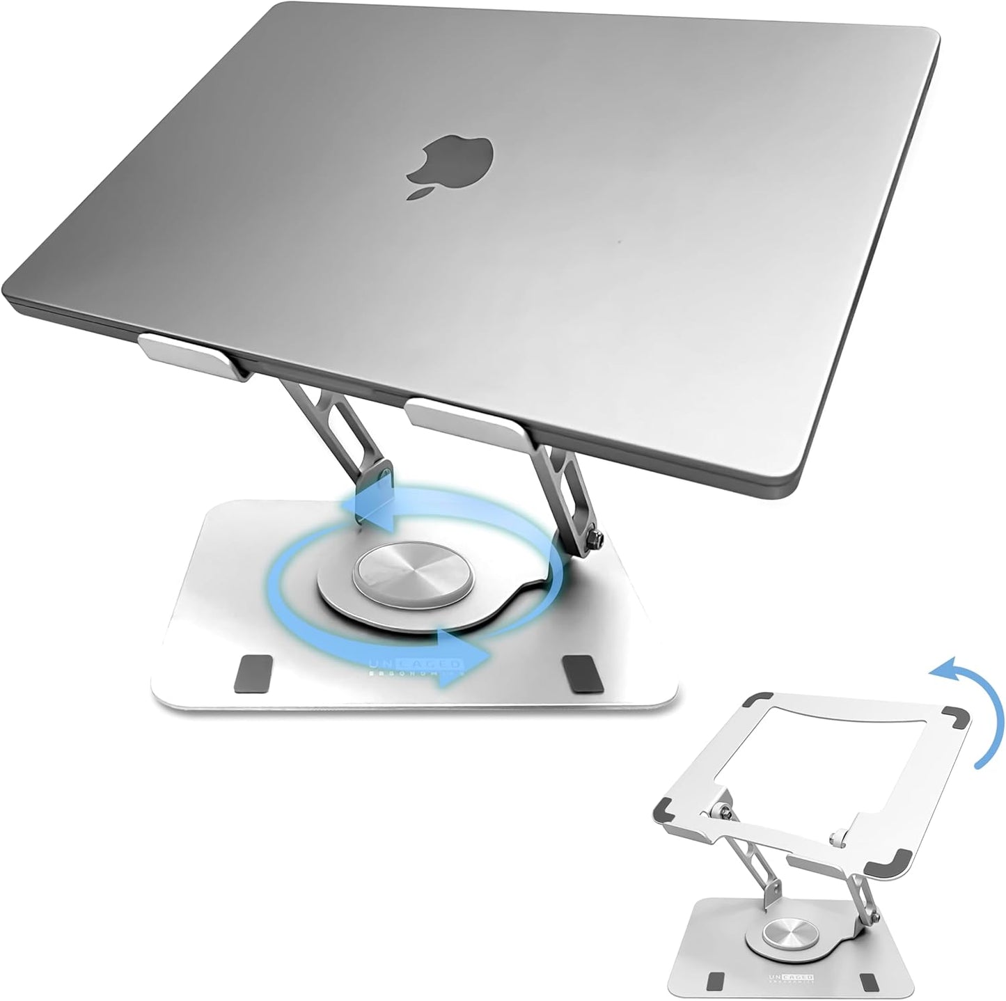 Uncaged Ergonomics Swivel Laptop Stand for Desk, Adjustable Computer iPad Stand for Desk w/ 360 Rotation, Portable Laptop Holder for Home Office Ergonomic Supplies (White)