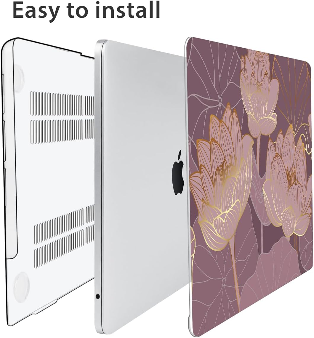 Compatible with 2025 2024 2023 2022 MacBook Air 13 inch Case M4 A3240 M3 A3113 M2 A2681, Hard Shell&Keyboard Cover&Screen Film&Webcam Cover for New M4 Mac Air 13.6 inch with Touch ID, Lotus