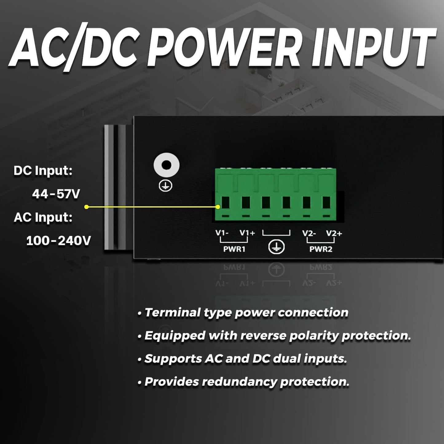 PROCET 10 Gbps Gigabit PoE+ Injector Din Rail, 30W Industrial PoE Adapter with Wide Temp -40°F to 149°F, 6KV Surge Protection, AC/DC Input, IEEE802.3af/802.3at, PT-PSE105G-AC-10
