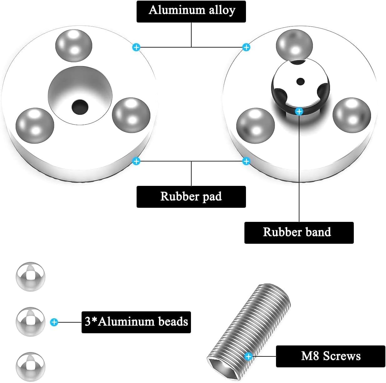 Audiocrast 4X HiFi Speaker Spike Pad Isolation Feet Stand Feet 40X23MM Shock Absorber with Stainless Steel Ball for Audio Speaker Subwoofer CD DVD Amplifier Turntable DAC