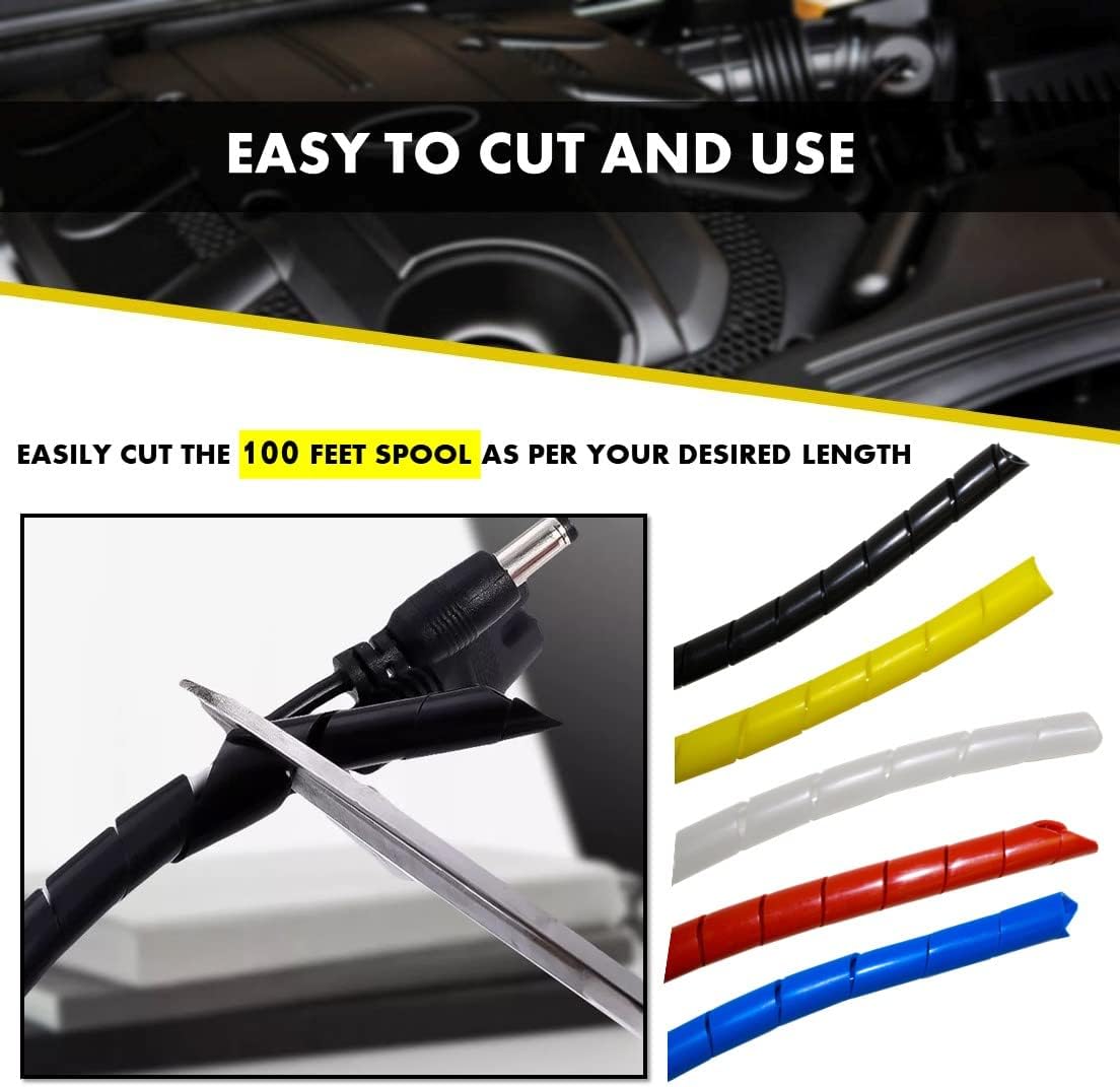 Kable Kontrol Vortex Spiral Cable Wrap - 1/2” Inch 100’ Feet Long - Hose Protector Flexible Polyethylene Wire Conduit Tubing Cable Sleeve Cord Cover to Organize Wires – Natural