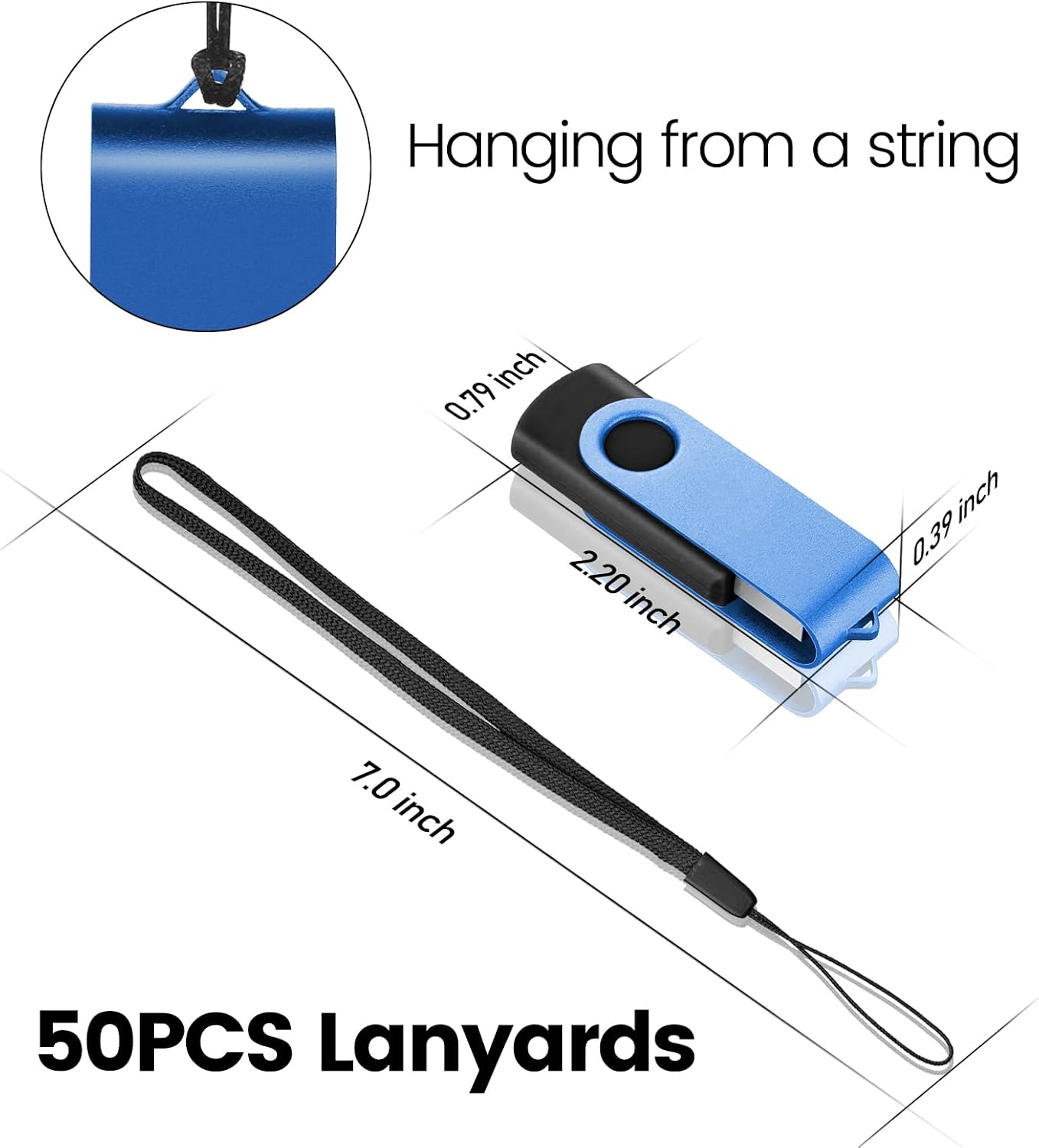 EASTBULL Flash Drives Bulk 4GB USB Thumb Drive 50 Pack USB 2.0 Memory Stick Swivel Pen Drive with Lanyard for Storage and Backup (4GB 50 Colors)