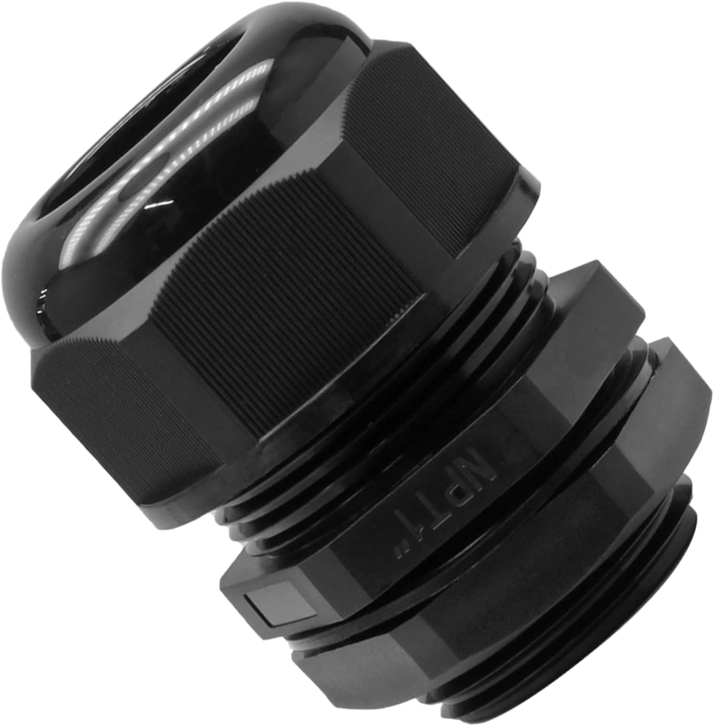 2 Pcs 1" NPT Nylon Cable Glands, Black Strain Relief Cable Cord Connector IP68 Waterproof Junction Box Wire Protectors Adjustable for 18-25mm Cable Diameter