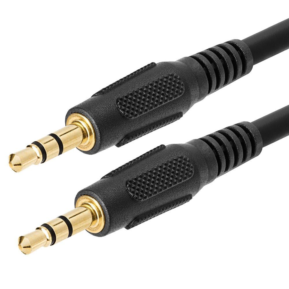 Cmple - 12 ft 3.5mm Aux Audio Cable, Male to Male, Black, Compatible with Car, Phone, Headphones, PC, TV