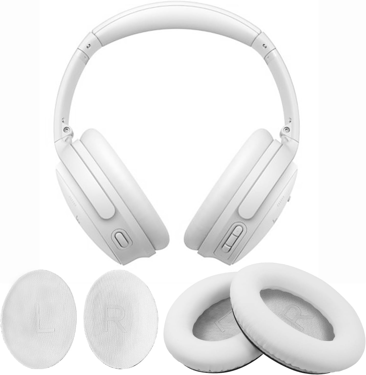Ear Pads for Bose Quiet Comfort 35 Soft Protein Leather Replacement Earpads Ear Cushions Ear Pad for Bose QC 45/35 / 25/15 QC2 / Ae2 / Ae2i / Ae2W / Sound Link/Sound True (QC45-White$White)