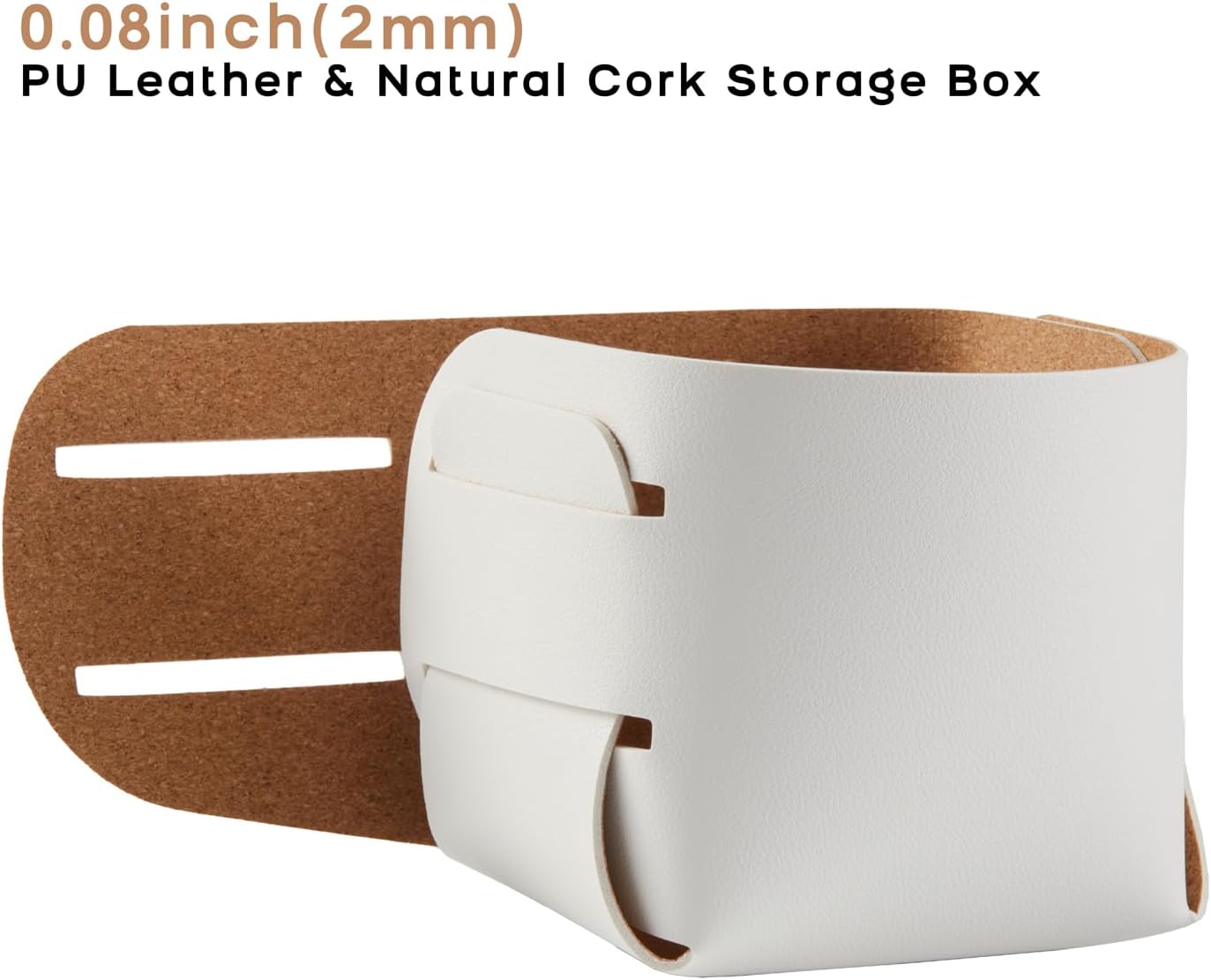 HOMIEAZICOZI 2-Pack Cork Leather Desk Accessories Storage - Pencil Pen Holder - Makeup Brush Holder Organizer - Stylish Addition to Home Decor (White)