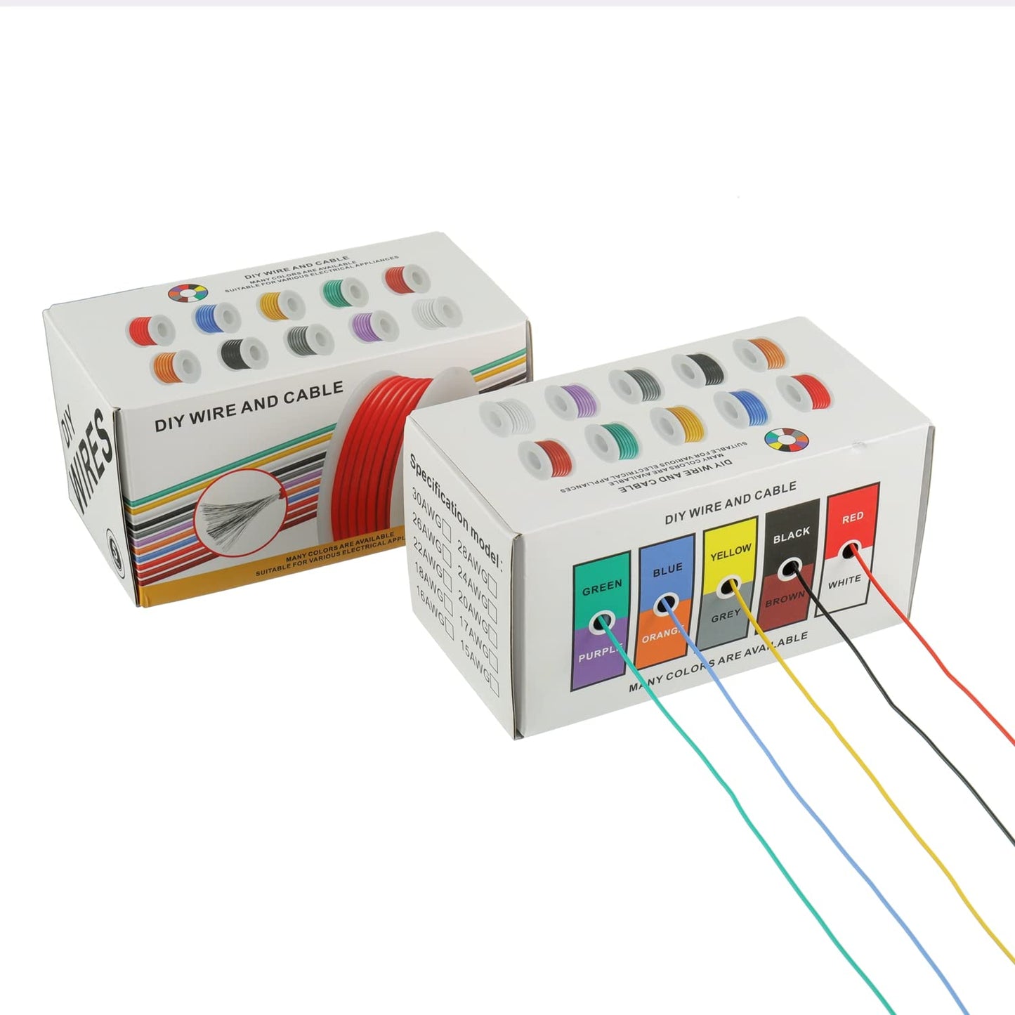 BOJACK 28 AWG Flexible Silicone Wire Electric Wire Hook up Wire Kit 300V Cables with Plus 20 φ2mm Heat Shrink Tubings and a Mini Wire Stripper(5 Colors 32.81Ft Each Color, 28AWG)