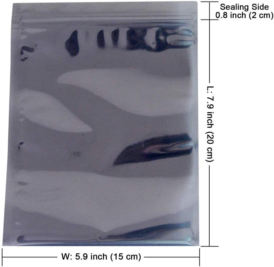 50Pcs Antistatic Resealable Bag 15X20cm/5.9X7.9inch, Premium Anti Static Bag for SSD HDD and Other Electronic Devices