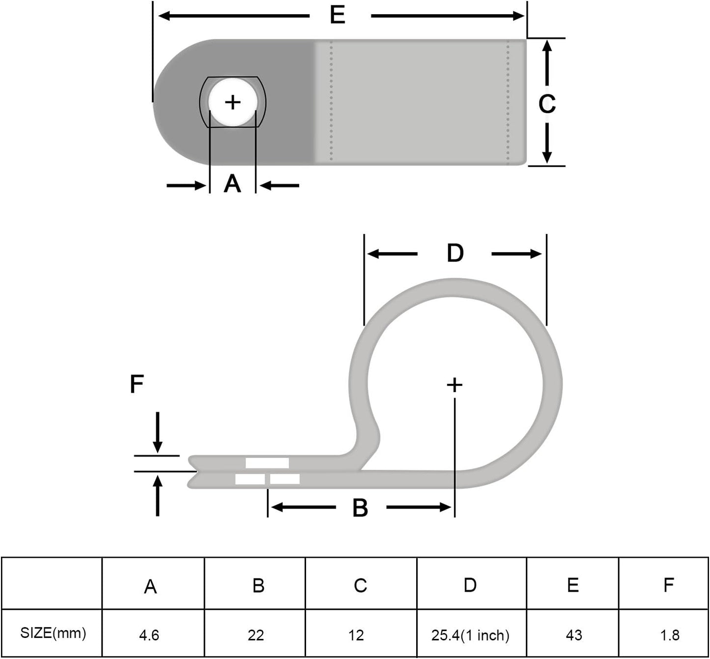 Hicarer 50 Pack R-Type Cable Clip Wire Clamp, Nylon Screw Mounting Cord Fastener Clips with 50 Pack Screws for Wire Management (White, 1 Inch)