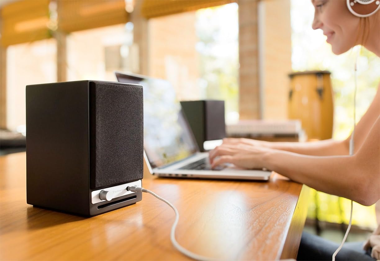 Audioengine A2-HD (HD3) Bluetooth PC and Computer Desktop Speakers with aptX HD - USB, RCA, Headphone for Music Gaming Movies Studios Dorms Bedrooms Offices