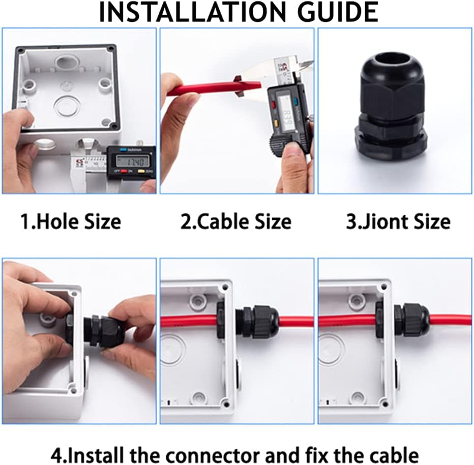 PENGLIN Cable Glands 3/8" NPT Nylon Cable Connector, Strain Relief Cord Connector, IP68 Waterproof Adjustable Locknut(3/8 Inch (20 Pack))