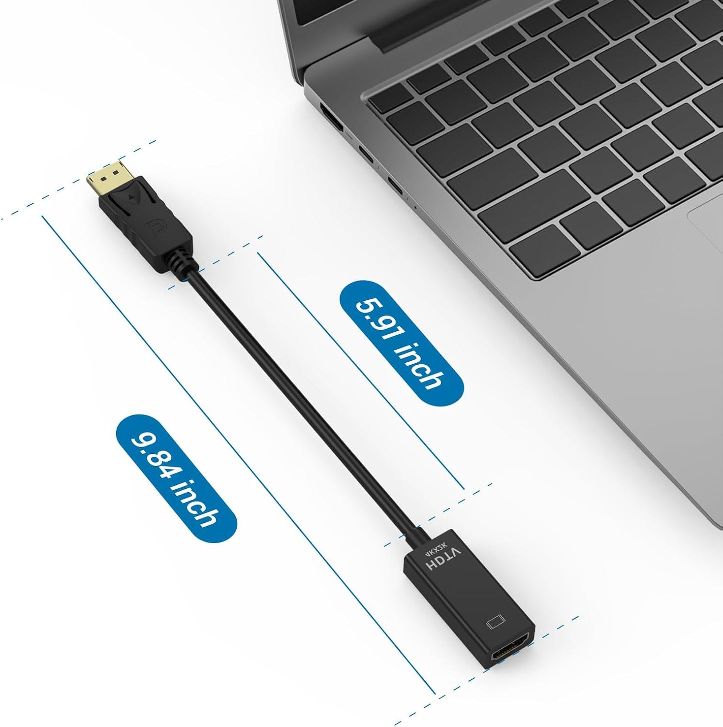 4K DisplayPort to HDMI Adapter, 1PCS Gold-Plated Uni-Directional DisplayPort PC to HDMI Screen Converter (Male to Female), Supports 3840x2160@30Hz