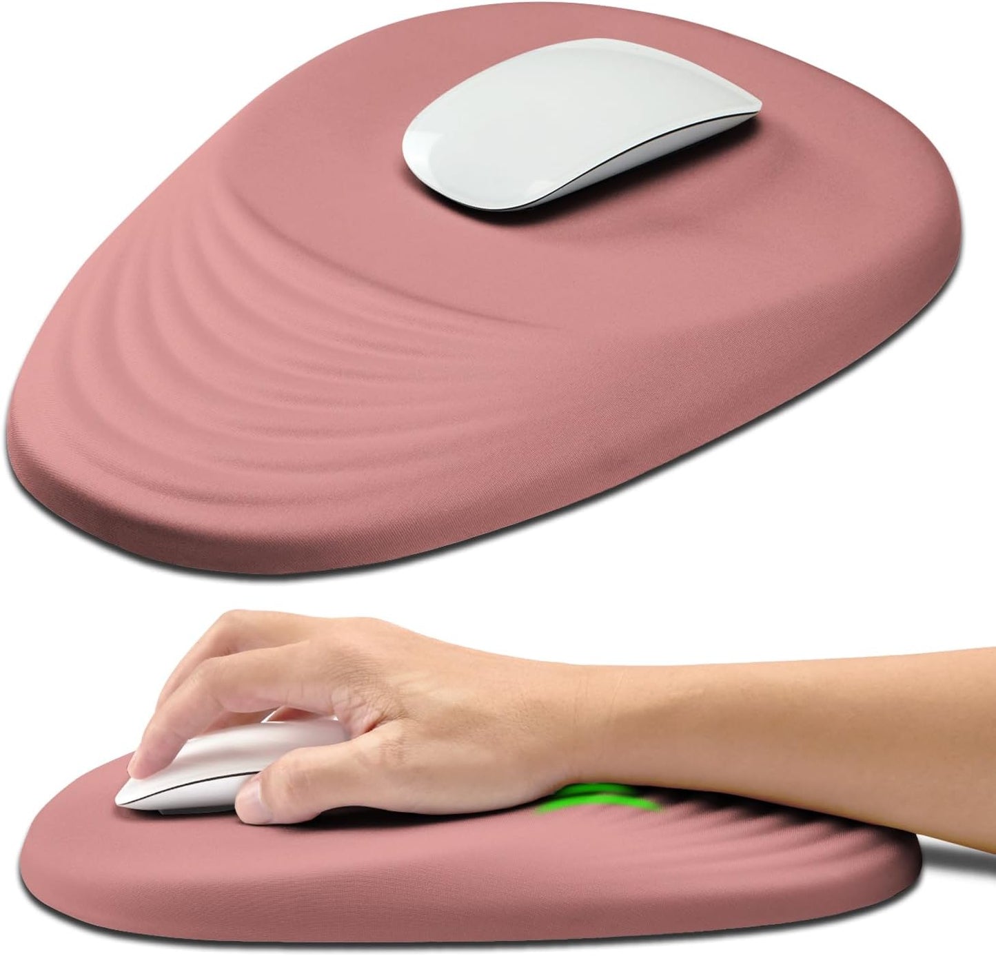 Hokafenle Ergonomic Mouse Pad Wrist Support with Stepped-Wedge Design, Wrist Rest Pain Relief Mousepad Filled with Memory Foam, Carpal Tunnel Mousepad for Wireless Mouse(12x8 inch, Pink)