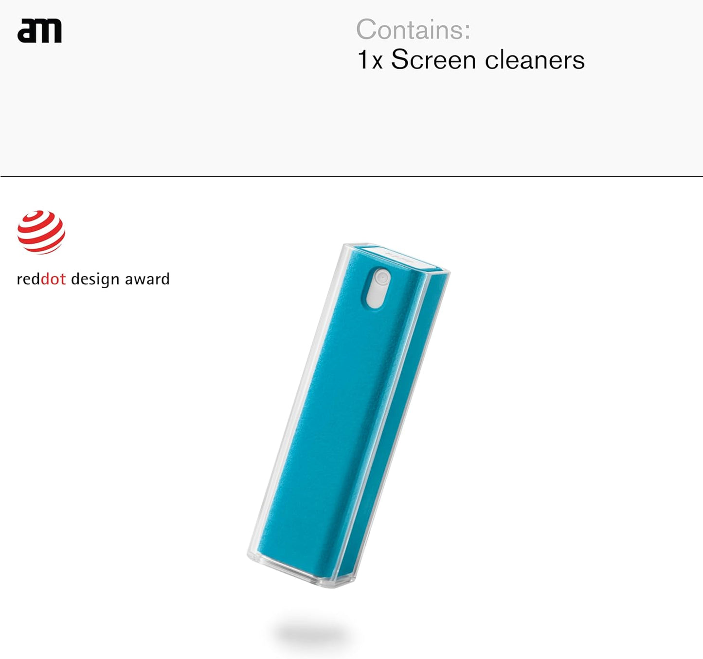 am Screen Cleaner Mist Spray with Microfiber Cloth Around – Alcohol-Free, Streak-Free Screen Cleaning Kit for Smartphones, Tablets, Laptops, Smart TVs & Car Screens, 1 Pack, Blue