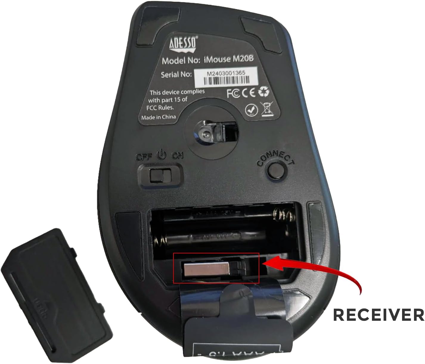 Adesso iMouse M20B - Wireless Ergonomic Optical Mouse, Black