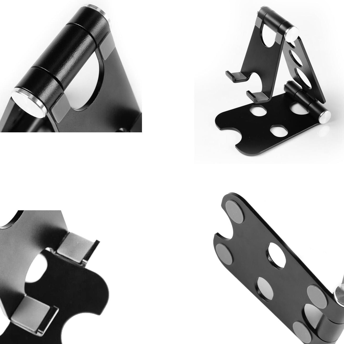 Kado Tablet Stand with Cord Holder Aluminum Alloy Black, Fully Adjustable Foldable Desktop Phone Stand Compatible with iPad mini/Air/Pro 11/12.9, Galaxy Tablet, Kindle and Display Devices 4"-16''