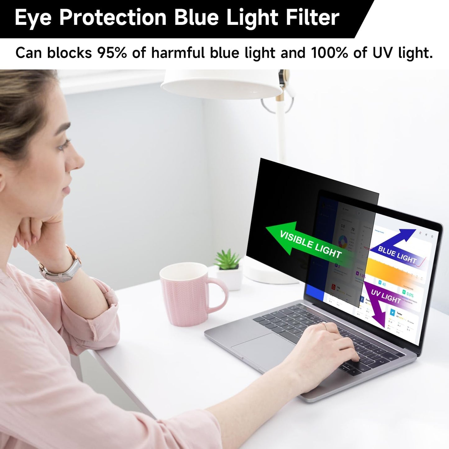 14 Inch 16:9 Laptop Privacy Screen Filter, Anti Blue Light Glare & Anti Scratch Computer Privacy Shield for 14" with 1920x1080 Aspect Ratio Laptop