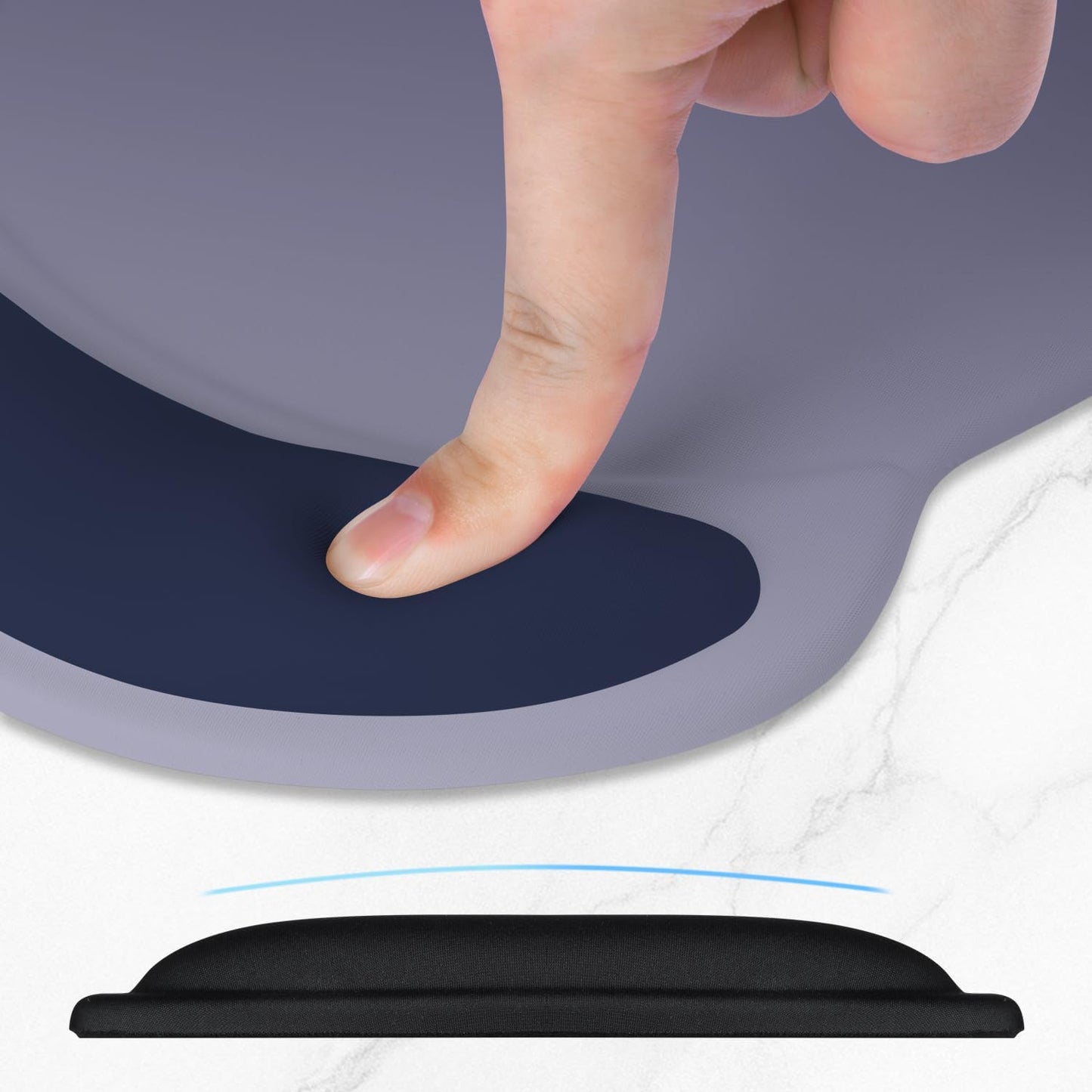 ITNRSIIET Ergonomic Mouse Pad with Comfort Gel Wrist Rest, Non-Slip PU Base, Smooth Textured Surface, Reduces Hand Fatigue & Wrist Pain, 8.7 x 7.2 Inch for Office Gaming Home, Gray Blue Gradient