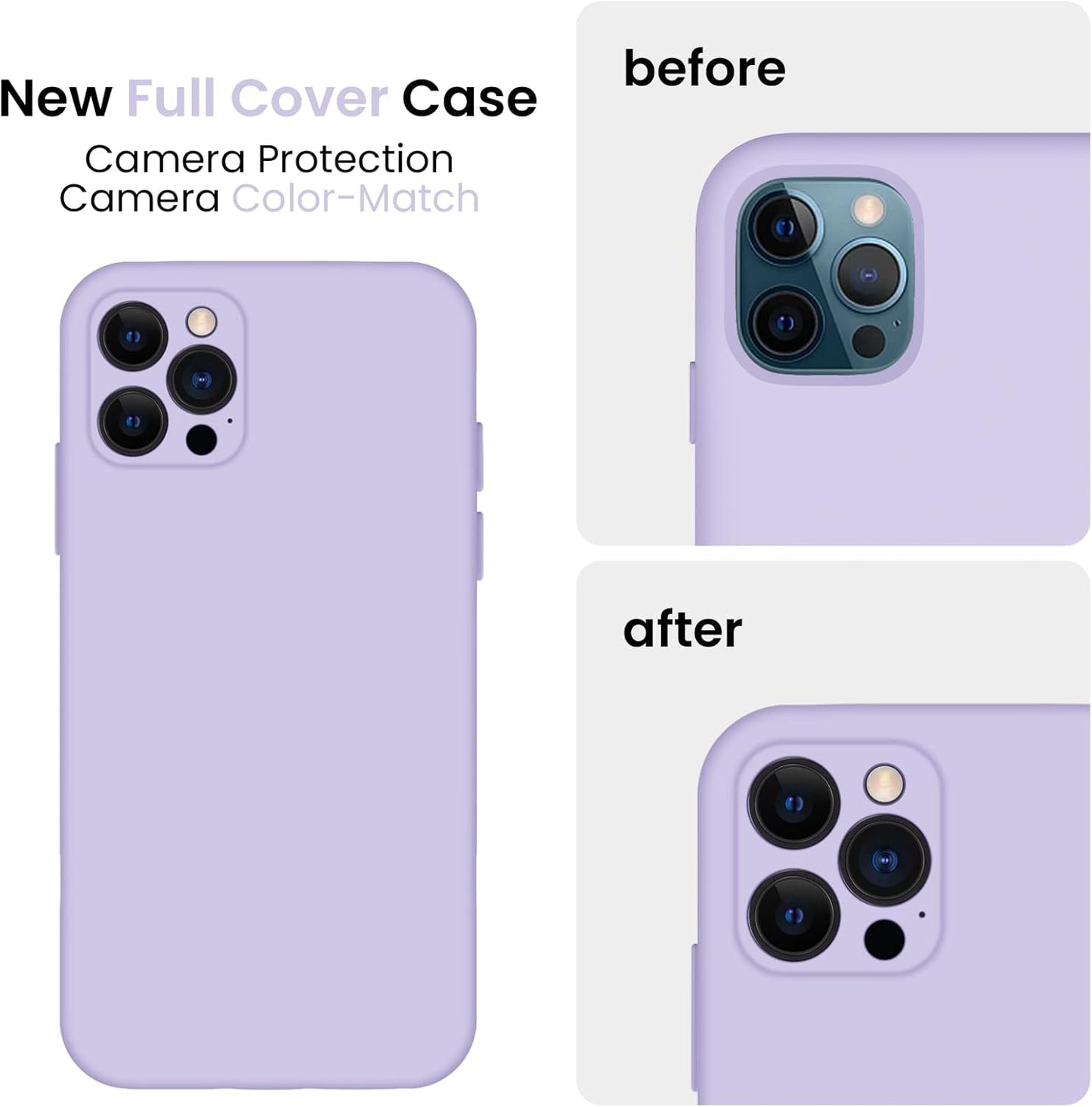 FireNova Designed for iPhone 13 Pro Max Case, Silicone [Camera Protection] Phone Case with [2 Screen Protectors], Soft Anti-Scratch Microfiber Lining Inside, 6.7 inch, Clove Purple