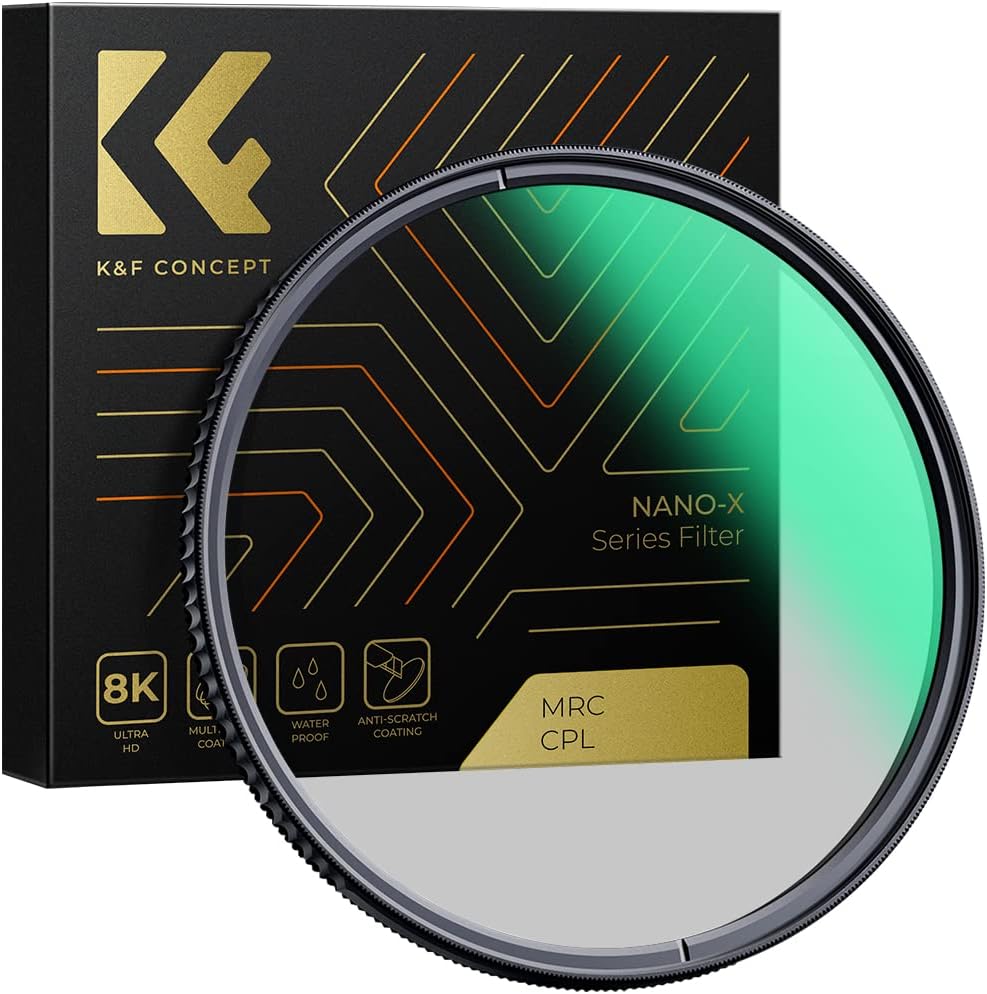 55mm Circular Polarizers Filter, K&F CONCEPT 55MM Circular Polarizer Filter HD 28 Layer Super Slim Multi-Coated CPL Lens Filter (Nano-X Series)