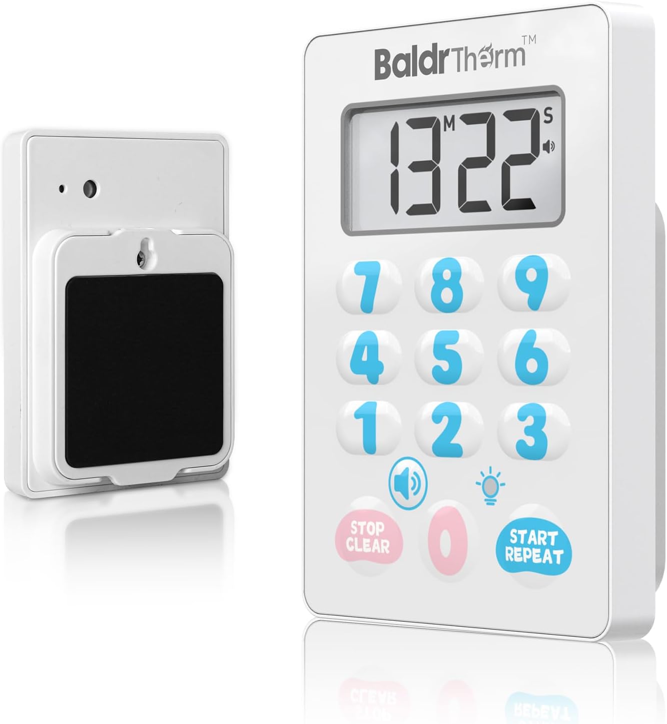 BaldrTherm Digital Kitchen Timer, Magnetic Waterproof Countdown Timer for Cooking, Shower, Workout, Classroom, Hair Color Processing, Cute.