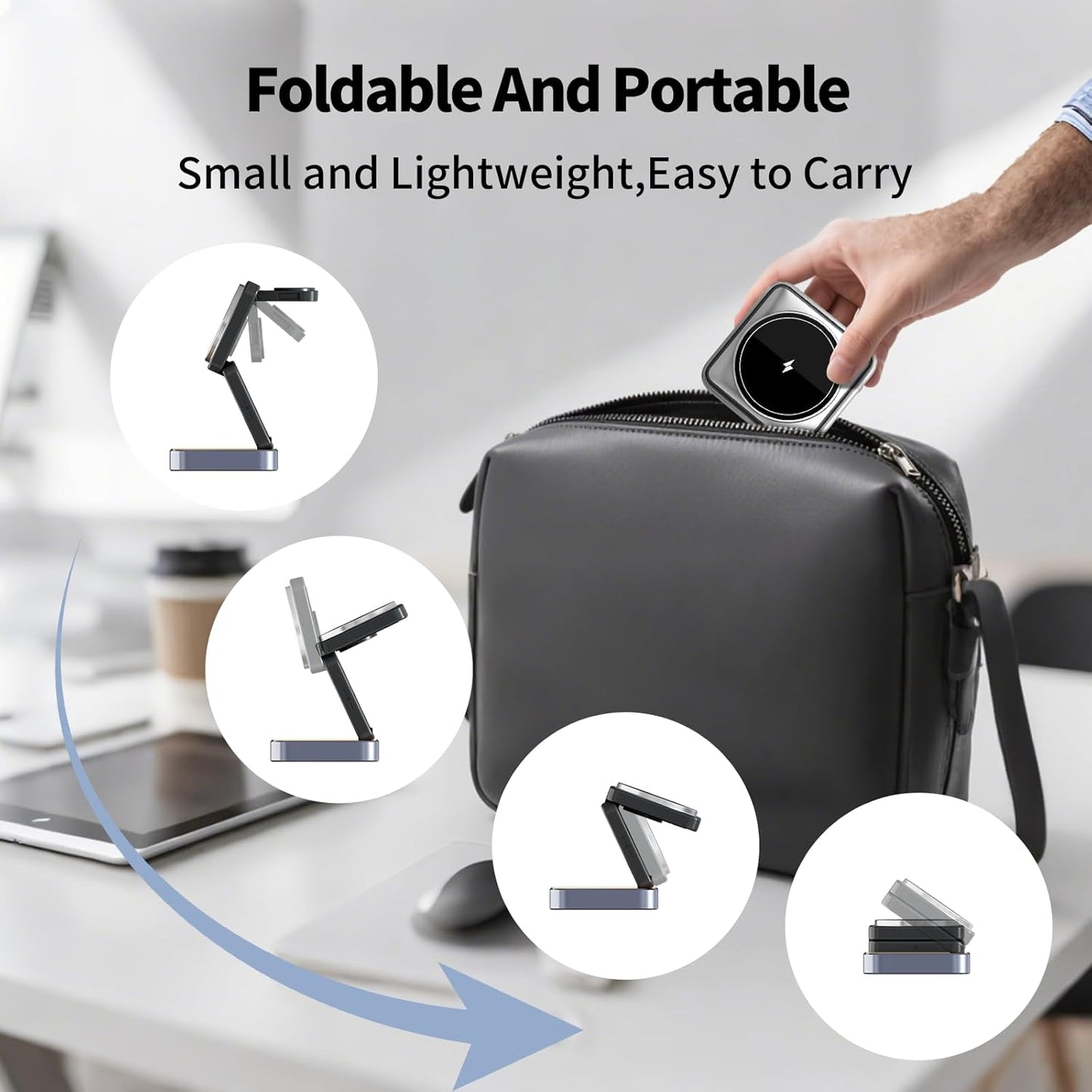 2025 Upgraded 3-in-1 Magnetic Wireless Charger,Charging Stand,Charging Station,for iPhone 12-16,iWatch,AirPods,Ultra-Safe, Foldable, with Adjustable Night Light & Included Adapter