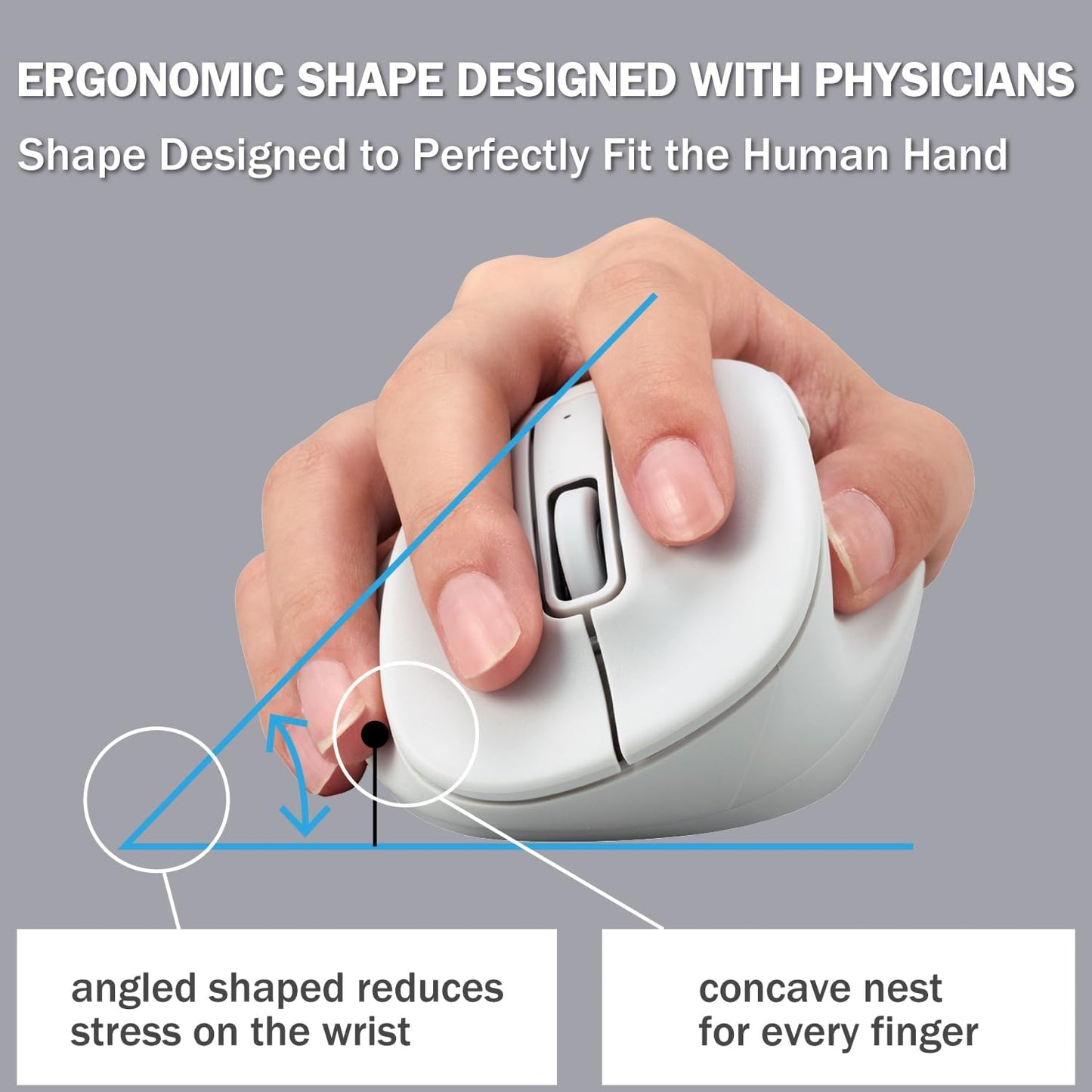 ELECOM Wireless Ergonomic Shape Mouse, 2.4GHz with Mini USB Receiver, Silent Click, Right Hand 2000DPI, 5 Buttons, Optocal Sensor, Compatible with PC, Mac, Laptop, EX-G, Lsize White (M-XGL30DBSKWH)