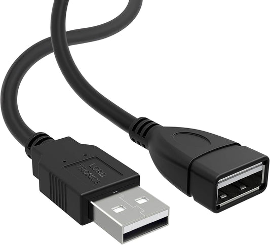 3FT Male to Female Extension Cable USB A Male to USB A Female Data Transfer and Charging Adapter for Keyboard, Mouse, Printer, USB Flash Drive for Multiple Devices, Black