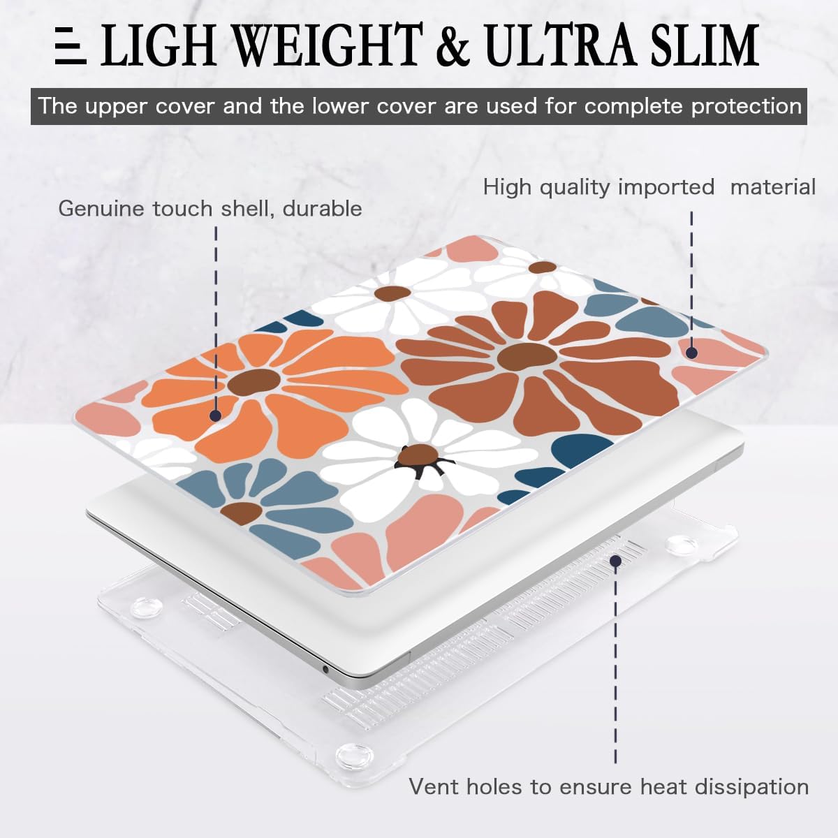 CISSOOK Compatible with MacBook Air 13.3 inch Case M1 A2337 A2179 A1932, Plastic Hard Shell Case Keyboard Cover Screen Protector for MacBook Air 13 2021 2020 2019 2018, Vintage Flowers
