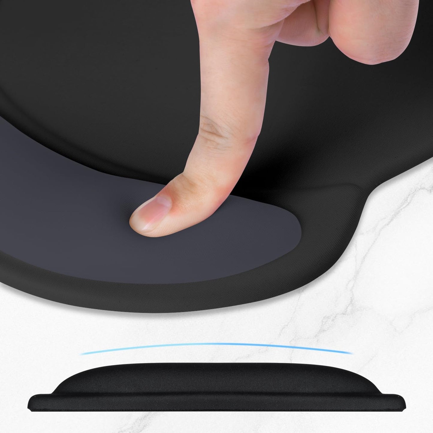 ITNRSIIET Ergonomic Mouse Pad with Comfort Gel Wrist Rest, Non-Slip PU Base, Smooth Textured Surface, Reduces Hand Fatigue & Wrist Pain, 8.7 x 7.2 Inch for Office Gaming Home, Black Gray Gradient